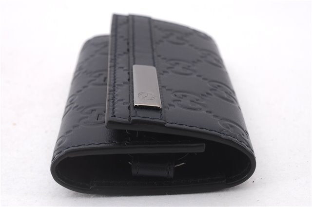 Authentic GUCCI Guccissima 6 Key Case Holder GG Leather 406662 Navy Box 9598E
