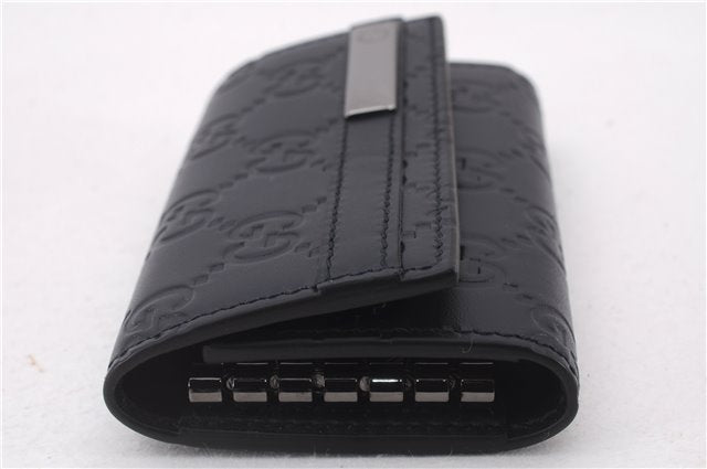 Authentic GUCCI Guccissima 6 Key Case Holder GG Leather 406662 Navy Box 9598E