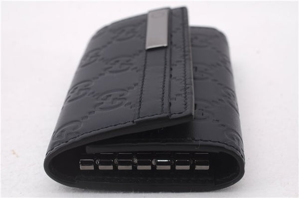 Authentic GUCCI Guccissima 6 Key Case Holder GG Leather 406662 Navy Box 9598E