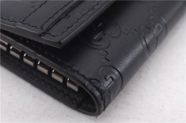 Authentic GUCCI Guccissima 6 Key Case Holder GG Leather 406662 Navy Box 9598E