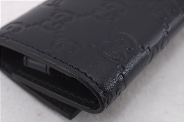 Authentic GUCCI Guccissima 6 Key Case Holder GG Leather 406662 Navy Box 9598E