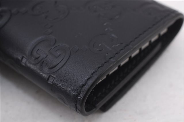 Authentic GUCCI Guccissima 6 Key Case Holder GG Leather 406662 Navy Box 9598E