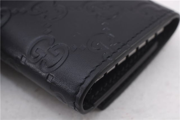 Authentic GUCCI Guccissima 6 Key Case Holder GG Leather 406662 Navy Box 9598E