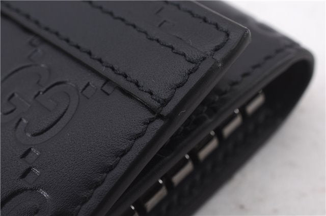 Authentic GUCCI Guccissima 6 Key Case Holder GG Leather 406662 Navy Box 9598E