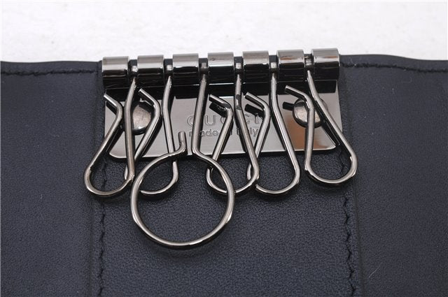 Authentic GUCCI Guccissima 6 Key Case Holder GG Leather 406662 Navy Box 9598E
