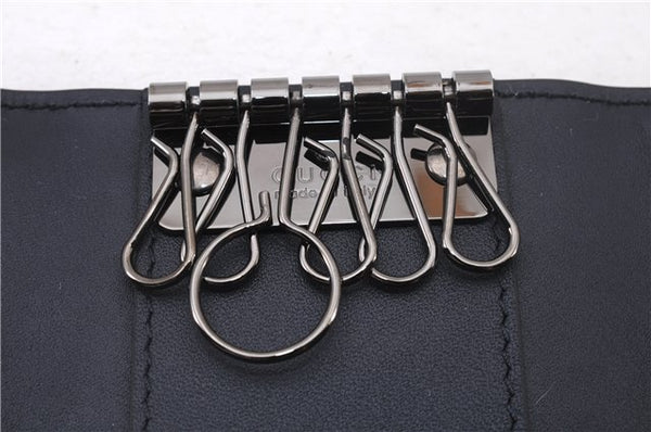 Authentic GUCCI Guccissima 6 Key Case Holder GG Leather 406662 Navy Box 9598E