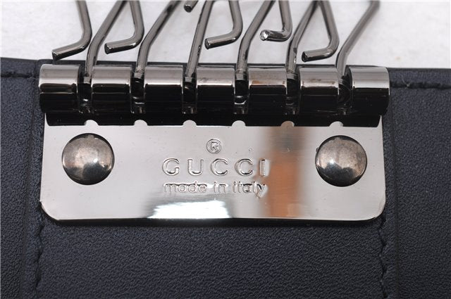 Authentic GUCCI Guccissima 6 Key Case Holder GG Leather 406662 Navy Box 9598E