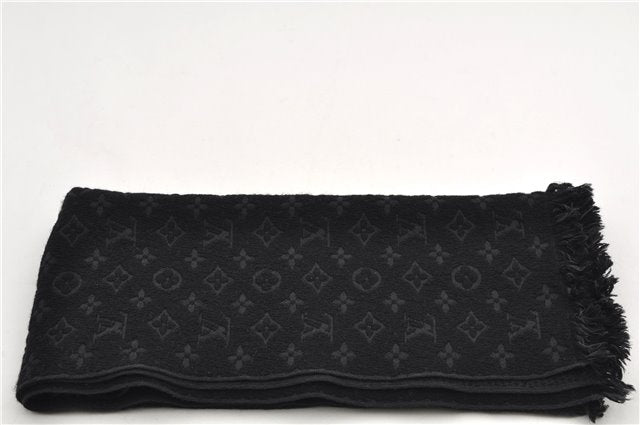 Authentic Louis Vuitton Echarpe Monogram Classic Muffler Wool M70520 Black 9599E