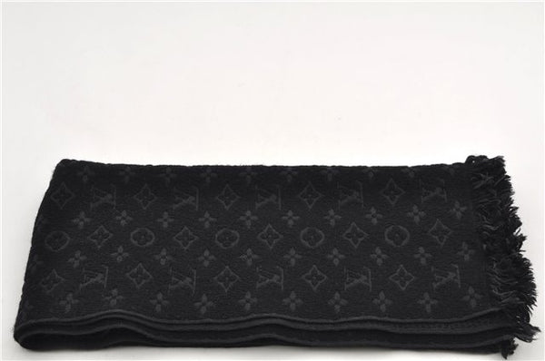Authentic Louis Vuitton Echarpe Monogram Classic Muffler Wool M70520 Black 9599E