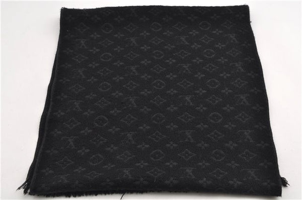 Authentic Louis Vuitton Echarpe Monogram Classic Muffler Wool M70520 Black 9599E