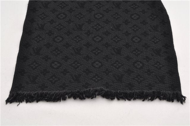 Authentic Louis Vuitton Echarpe Monogram Classic Muffler Wool M70520 Black 9599E