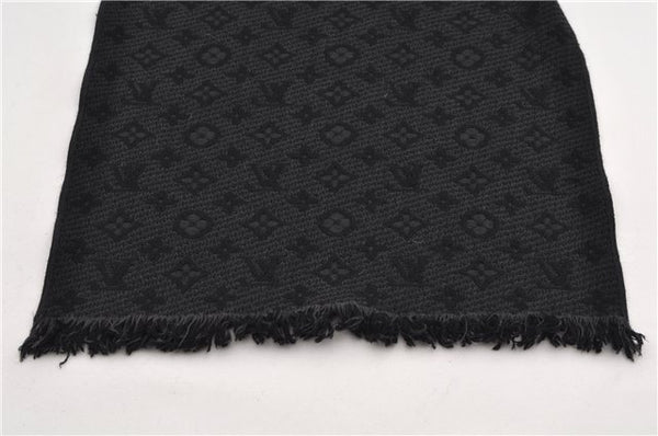 Authentic Louis Vuitton Echarpe Monogram Classic Muffler Wool M70520 Black 9599E