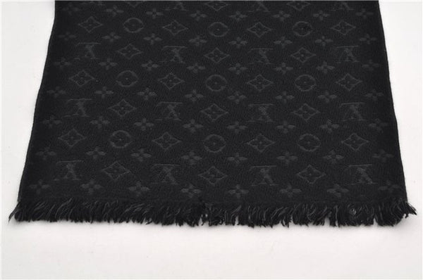 Authentic Louis Vuitton Echarpe Monogram Classic Muffler Wool M70520 Black 9599E