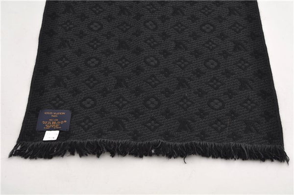 Authentic Louis Vuitton Echarpe Monogram Classic Muffler Wool M70520 Black 9599E