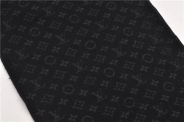 Authentic Louis Vuitton Echarpe Monogram Classic Muffler Wool M70520 Black 9599E