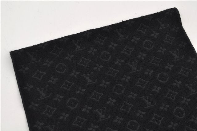 Authentic Louis Vuitton Echarpe Monogram Classic Muffler Wool M70520 Black 9599E