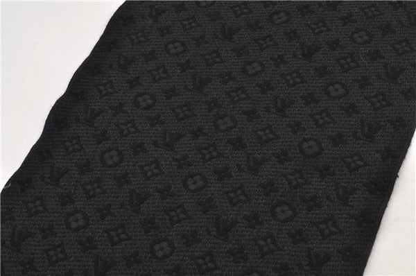 Authentic Louis Vuitton Echarpe Monogram Classic Muffler Wool M70520 Black 9599E