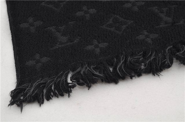 Authentic Louis Vuitton Echarpe Monogram Classic Muffler Wool M70520 Black 9599E