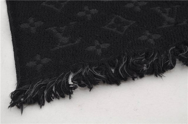 Authentic Louis Vuitton Echarpe Monogram Classic Muffler Wool M70520 Black 9599E