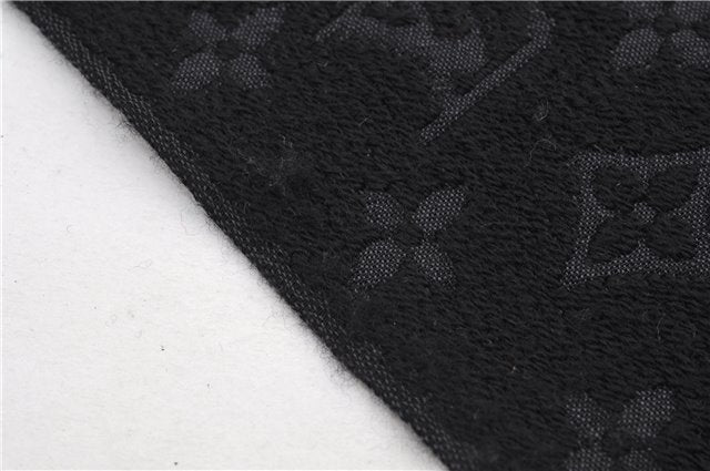 Authentic Louis Vuitton Echarpe Monogram Classic Muffler Wool M70520 Black 9599E