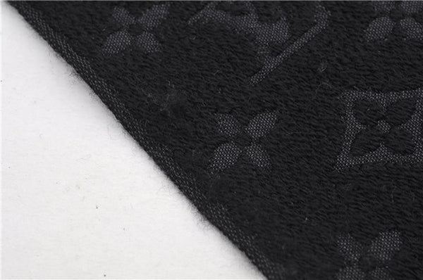 Authentic Louis Vuitton Echarpe Monogram Classic Muffler Wool M70520 Black 9599E