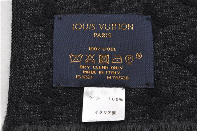 Authentic Louis Vuitton Echarpe Monogram Classic Muffler Wool M70520 Black 9599E