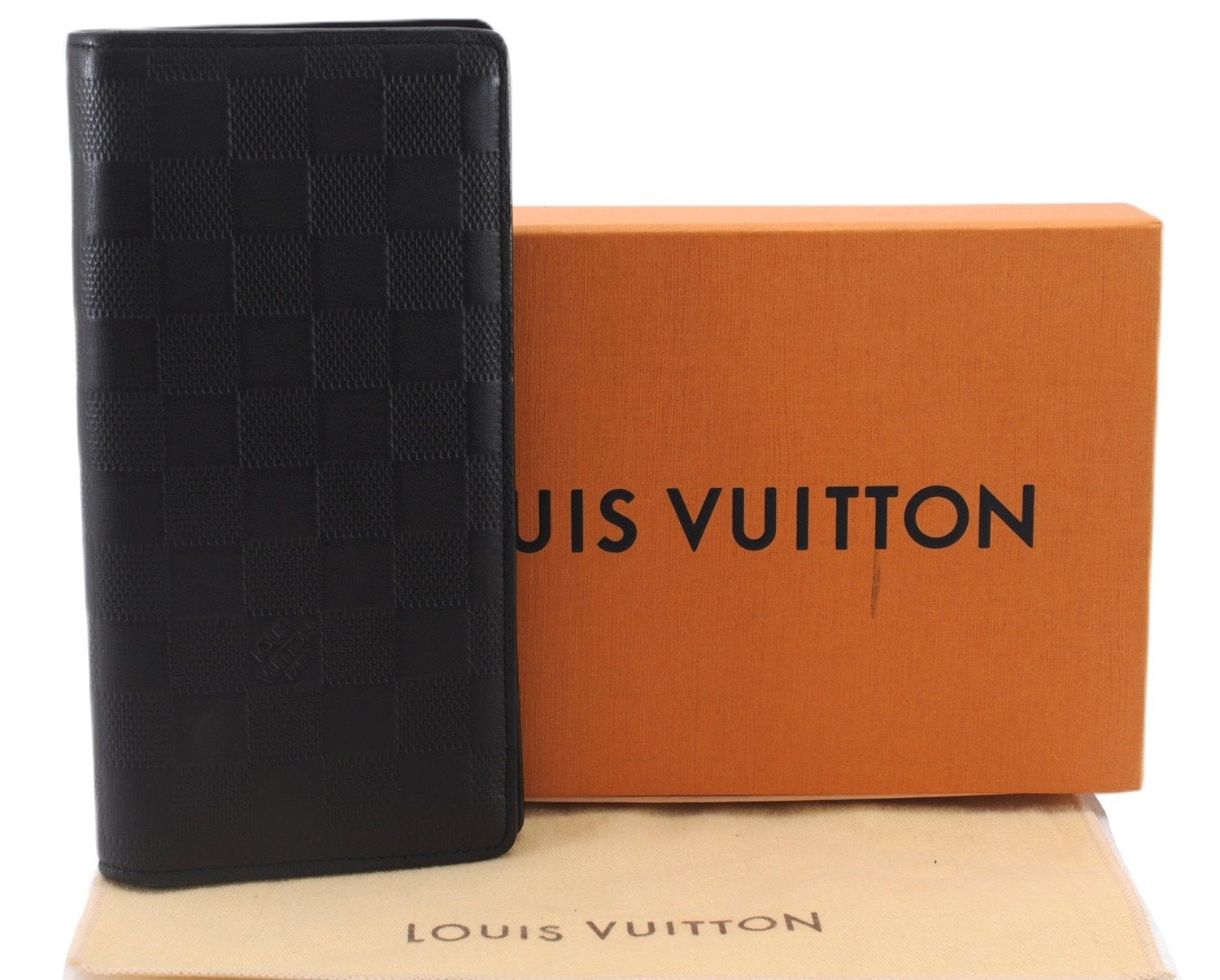 Authentic Louis Vuitton Damier Infini Portefeuille Brazza Wallet LV Box 9600E