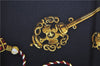 Authentic HERMES Carre 90 Scarf Key Tassel Motif Silk Black 9601D