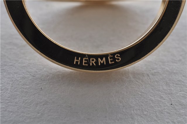 Authentic HERMES Scarf Ring Cosmos Bijouterie Fantaisie Gold Tone Box 9601E