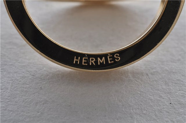Authentic HERMES Scarf Ring Cosmos Bijouterie Fantaisie Gold Tone Box 9601E