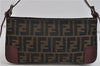 Authentic FENDI Zucca Shoulder Bag Purse Canvas Leather Brown Bordeaux 9602C