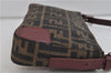 Authentic FENDI Zucca Shoulder Bag Purse Canvas Leather Brown Bordeaux 9602C