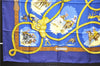 Authentic HERMES Carre 90 Scarf "CHARREDA" Silk Blue 9602D