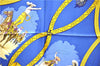 Authentic HERMES Carre 90 Scarf "CHARREDA" Silk Blue 9602D