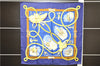 Authentic HERMES Carre 90 Scarf "CHARREDA" Silk Blue 9602D