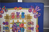 Authentic HERMES Carre 90 Scarf "LES RUBANS DU CHEVAL" Silk Blue 9604D