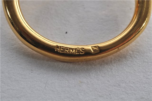 Authentic HERMES Scarf Ring Jumbo Circle Design Gold 9604E