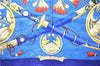 Authentic HERMES Carre 90 Scarf "DAIMYO" Silk Blue 9605D