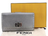 Authentic FENDI Selleria Vintage Long Wallet Purse Leather Silver Box 9605E