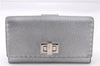 Authentic FENDI Selleria Vintage Long Wallet Purse Leather Silver Box 9605E