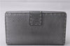 Authentic FENDI Selleria Vintage Long Wallet Purse Leather Silver Box 9605E