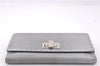 Authentic FENDI Selleria Vintage Long Wallet Purse Leather Silver Box 9605E