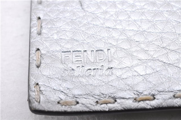 Authentic FENDI Selleria Vintage Long Wallet Purse Leather Silver Box 9605E