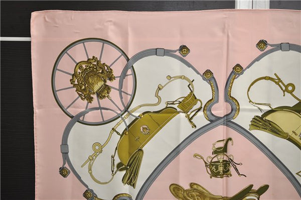 Authentic HERMES Carre 90 Scarf "SPRINGS" Silk Pink 9606D