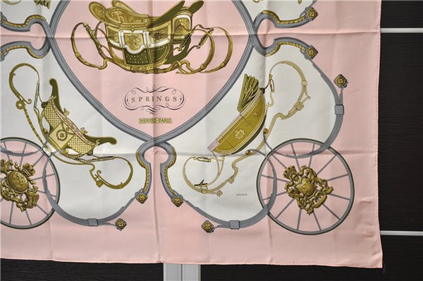 Authentic HERMES Carre 90 Scarf "SPRINGS" Silk Pink 9606D