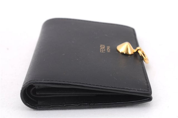 Authentic FENDI By The Way Bifold Mini Wallet Purse Leather Black Box 9606E