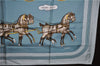 Authentic HERMES Carre 90 Scarf "Coach & Saddle" Silk Light Blue 9607D