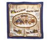 Authentic HERMES Carre 90 Scarf "I'Hiver en Poste" Silk Navy 9608D