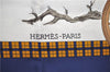 Authentic HERMES Carre 90 Scarf "I'Hiver en Poste" Silk Navy 9608D