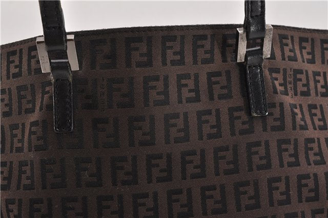 Authentic FENDI Zucchino Shoulder Hand Bag Canvas Leather Brown 9608F